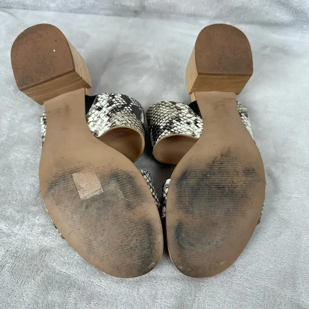 Madewell Shoes Womens 9 Kiera Mule Sandal Snake Embossed Leather Chunky Heel - Picture 11 of 11